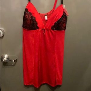Passion Forever Red Lace Slip with Garters 2x